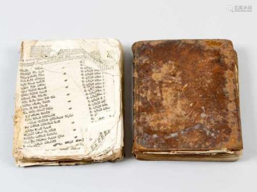 Two Jewish Pray books, printed Hebrew , one with leather cover damages and pages missing, German