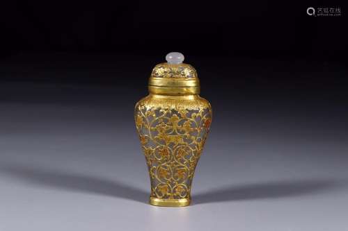 AMBER WITH GOLD FILLED VASE