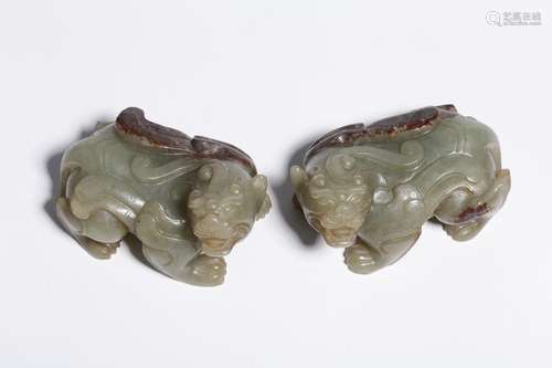 HETIAN JADE BEAST IN PAIR