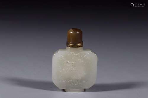 HETIAN JADE COWBOY SNUFF BOTTLE