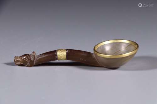 AMBER SPOON WITH GOLD FILLED