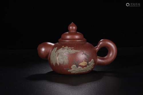 MINGJIA MARK ZISHA TEAPOT 'JINXIUSHANHE' PAINTING