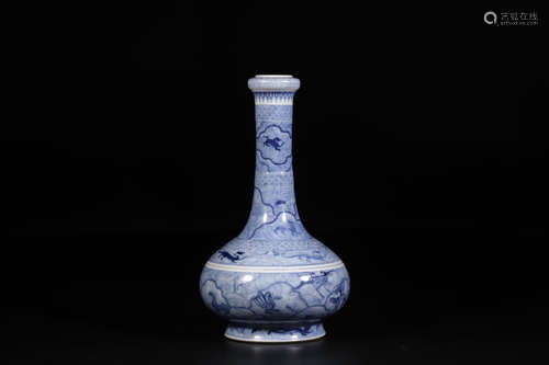 KANGXI MARK BLUE WHITE SEA-BEAST PATTERN BIQIPING