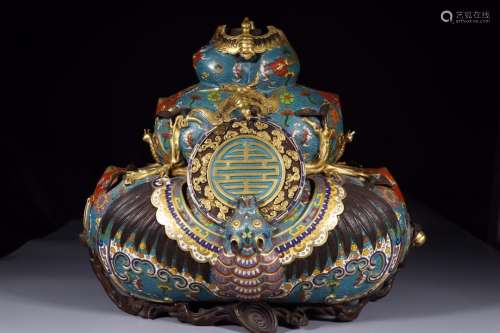 QIANLONG MARK CLOISONNE GOURD VASE