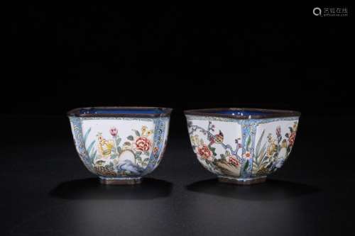 QIANLONG MARK BRONZE ENAMEL BOWLS