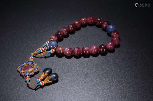 RED TOURMALINE 18-BEAD HAND PIECE