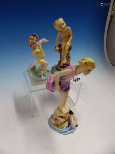 THREE ROYAL WORCESTER FIGURES MODELLED BY F G DOUGHTY EACH RELATED TO THE SEA OR WATER, THE TALLEST,