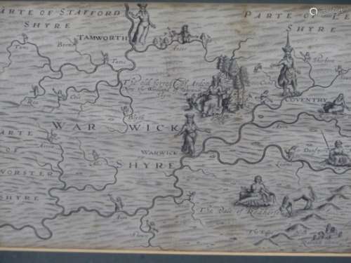 AFTER WILLIAM HOLE. A DRAYTON MAP OF WARWICKSHIRE AND SURROUNDING COUNTIES. 24 x 33cms.