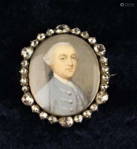 Gervase Spencer (1715-1763) A Fine 18th Century Oval Miniature Portrait of an unknown gentleman