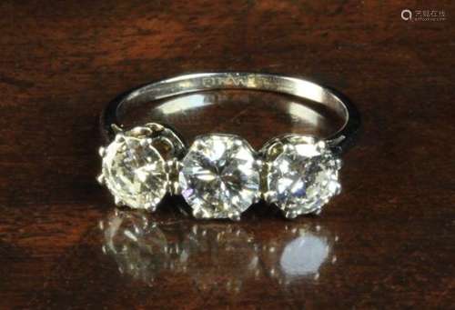 A Vintage Three Stone Diamond & Platinum Ring.