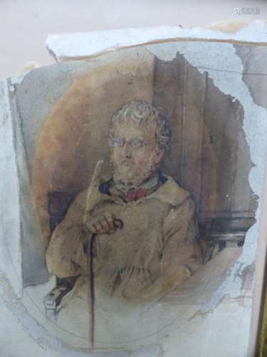 19th.C.ENGLISH SCHOOL AN OVAL PORTRAIT OF A GENTLEMAN REPUTEDLY MR. TRIPP, WATERCOLOUR 18 x 15cms