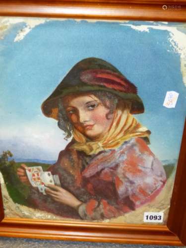 AFTER C.BAXTER. (****-****) THE GYPSY FORTUNE TELLER, BEARS SIGNATURE, OVAL WATERCOLOUR. 34.5 x 26.