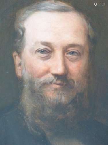 ENGLISH VICTORIAN SCHOOL. OVAL PORTRAIT OF A BEARDED GENTLEMAN, REPUTEDLY MICHAEL HOOLE ASHWELL (
