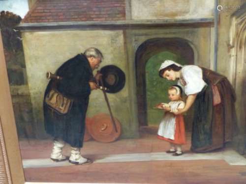 P.H.CALDERON. 1833-1898. THE LESSON OF CHARITY, SIGNED AND DATED 1872, OIL ON CANVAS. 66 x 92cms.
