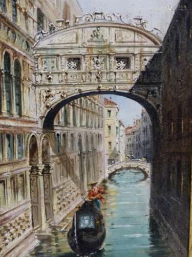 19th.C.CONTINENTAL SCHOOL. A PAIR OF VENETIAN SCENES, ONE SIGNED INDISTINCTLY, OIL ON PANEL. 27 x