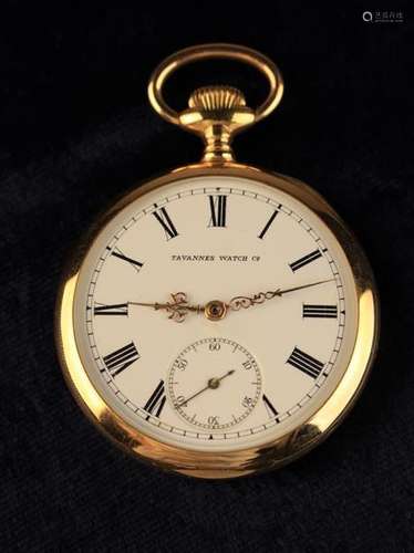 An 18 Carat Gold Pocket Watch by Tavannes Watch Co.