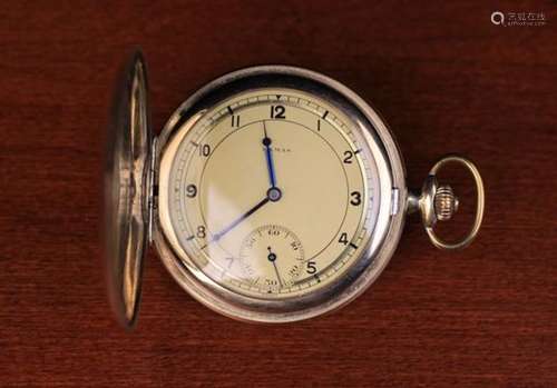 An Art Deco Full Hunter Gold Filled Pocket Watch with engraved Deco design to the case The inner