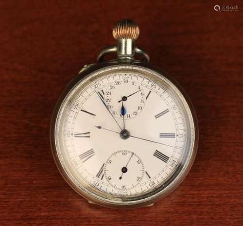 A 19th Century Pocket Chronograph in a Steel Case numbered 18316.