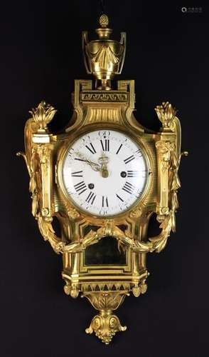 A Fine Louis XVI Style Gilt Bronze Cartel Clock.