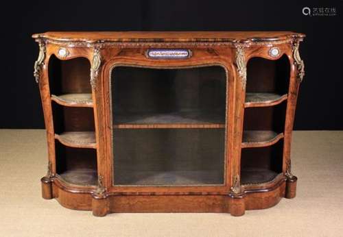 A Fine 19th Century Burr Walnut Credenza with diagonally grained borders outlined in stringing and