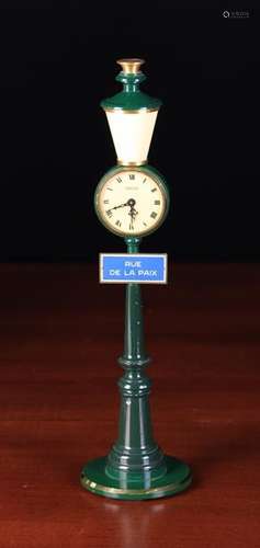 A Vintage Jaegar-LeCoultre 'Rue de la Paix' Street Lamp Eight Day Desk Clock with alarm,