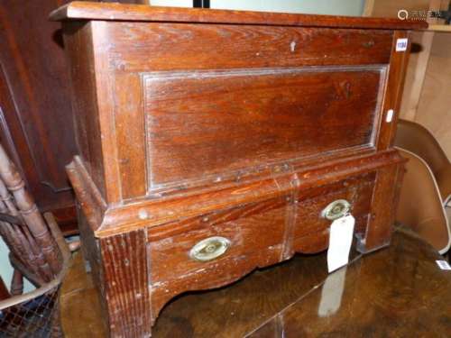 AN 18th.C.AND LATER SMALL OAK COFFERETTE WITH BASE DRAWER. 65 x 28 x H.50cms.