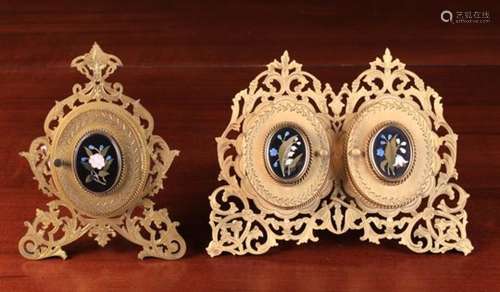 Two Pietra Dura & Gilt Metal Strut Frames.