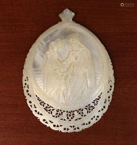 A Fine Carved Mother-of-Pearl Libation Scoop,