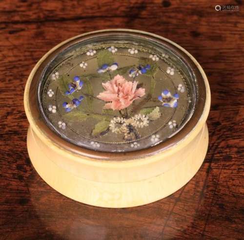 A 19th Century Turned Ivory Patch Box.