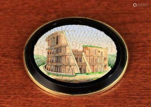 A Micro-Mosaic Brooch depicting The Colosseum.