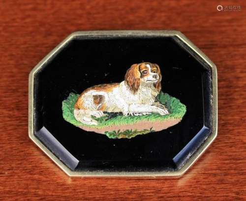 A Fine Micro Mosaic Brooch of octagonal beveled form,