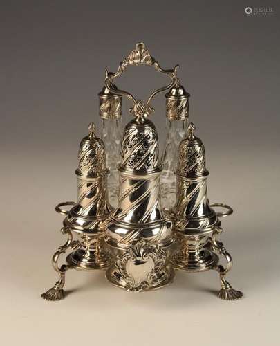 A Fine Quality Warwick George III Silver Cruet Set hallmarked London 1760 with maker's mark for