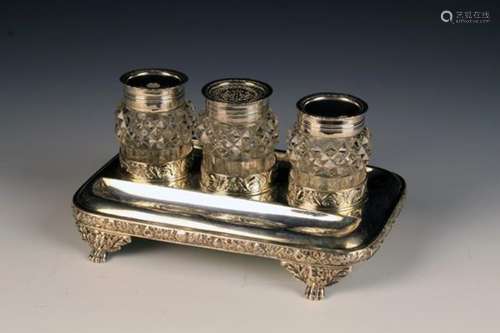 A Fine Quality Regency Silver Desk Stand hallmarked London 1819 with Joseph Angell I maker's punch.