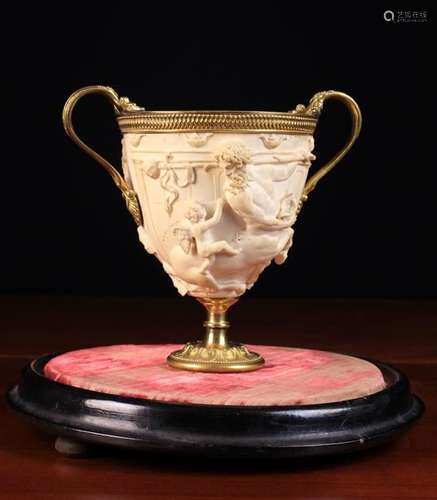 A Fine Quality Elkington Faux Ivory & Gilt Goblet.