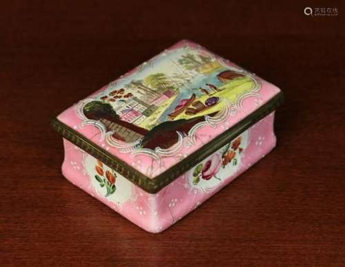 An 18th Century Enamelled Patch Box of rectangular form.