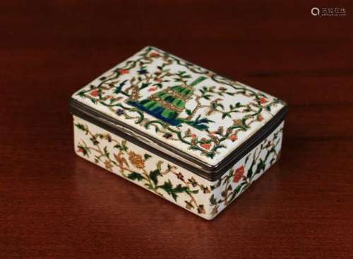 An 18th Century Champlevé Enamelled Patch Box of rectangular form.