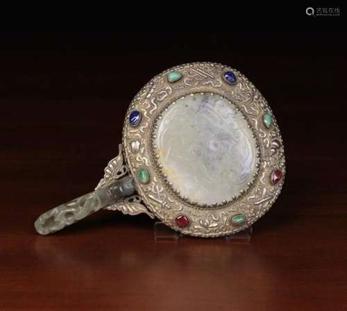 A Late 19th/Early 20th Century Chinese Export Silver-backed Hand Mirror.