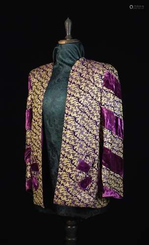 A Jacket of Royal Purple & Gold Woven Silk;