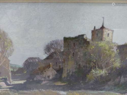 JACK MERRIOTT. (1901-1968) AMBERLEY CASTLE, SIGNED PASTEL. 36.5 x 51.5cms.