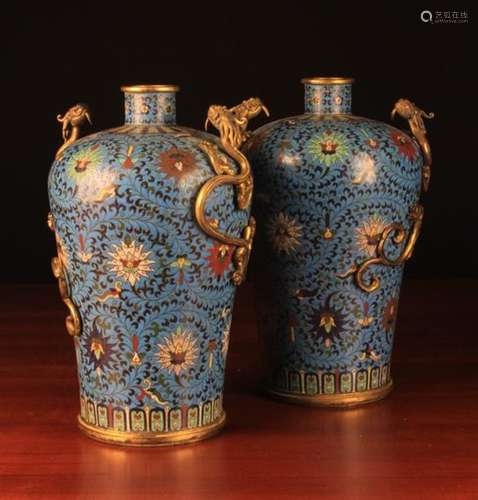 A Pair of Fabulous Quality, 20th Century, Cloisonné Vases.