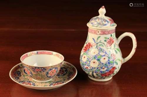 A Qianlong Period Tea Bowl & Saucer and a Baluster Jug & Cover.