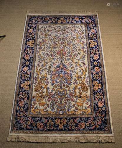 A Sarook Kashan Silk Rug, late 20th century,