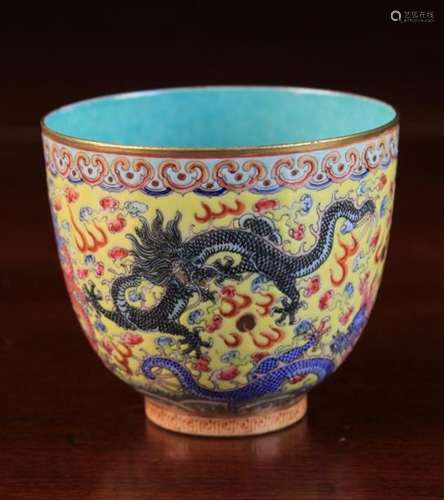 An Antique Chinese Porcelain Coffee Cup beautifully decorated in polychome enamels with finely