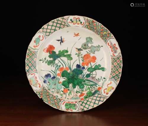 A Famille Verte Kangxi Dish decorated with ducks and flowering lotus, 14½