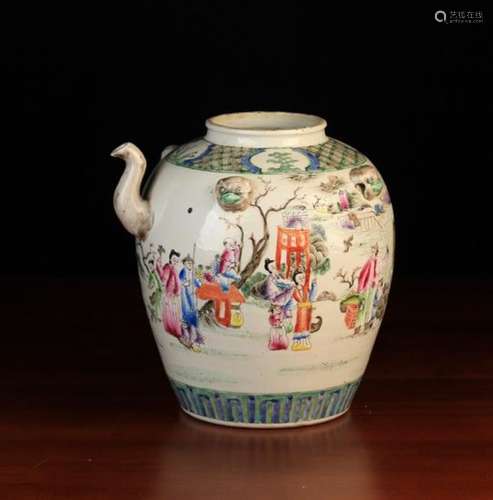 A 19th Century Chinese Oversized Teapot (lacking lid).