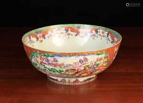 A Late 18th/Early 19th Century Chinese Export Punch Bowl decorated in the Mandarin Palette with a