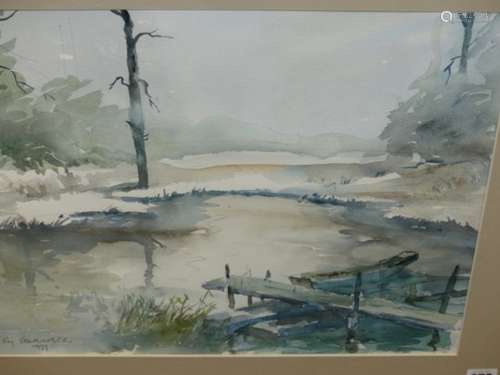 ROY STOCKWELL. ENGLISH CONTEMPORARY. ARR. EAST ANGLICAN COAST SCENE SIGNED WATERCOLOUR. 38 x 53cms