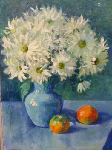 RUTH LEIBMAN. (1927-2000) ARR. A FLORAL STILL LIFE SIGNED AND DATED 1993, OIL ON CANVAS LAID DOWN.