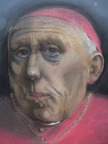 RICHARD EWEN. (1928-2009) ARR. THE CARDINAL, SIGNED PASTEL. 53 x 46cms.