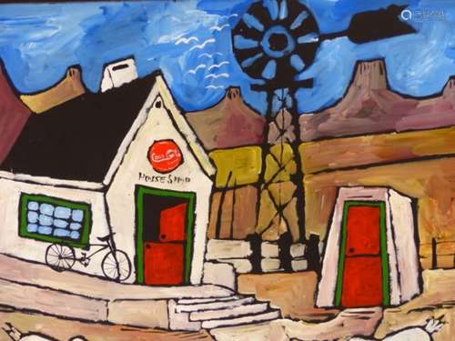 JOHAN DE VRIES. CONTEMPORARY. ARR. THE HOUSE SHOP, SIGNED OIL ON BOARD. 60 x 80cms.